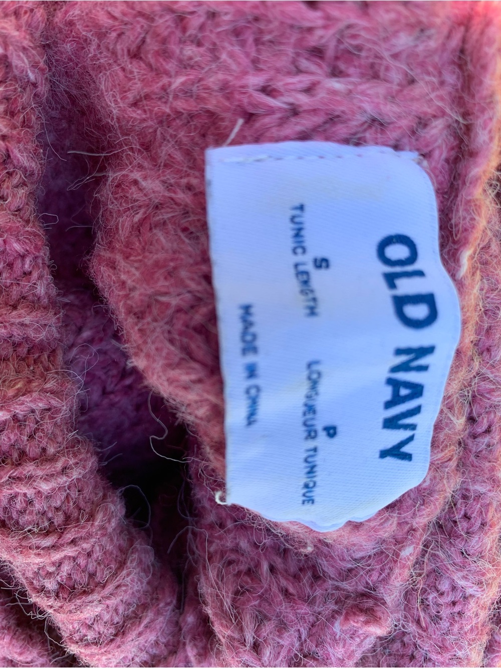 Old Navy Pink Fuzzy Cowl Neck Tunic Sweater